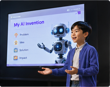 Child presenting an AI invention