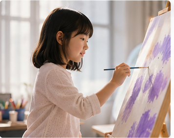 Child painting at an easel