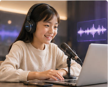 Child recording a digital story